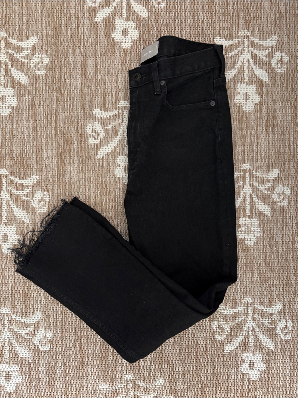 Everlane Black High Rise Kick Crop Jeans with Raw Hem